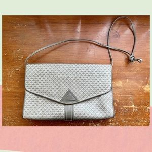 Liz Claiborne 1984 Taupe Coated Canvas Crossbody Bag